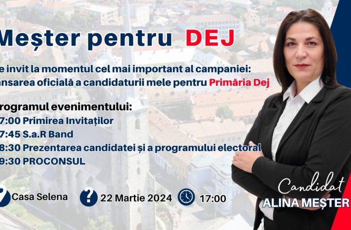 Alina Meșter, candidata USR Dej pentru funcția de primar, își va lansa oficial candidatura